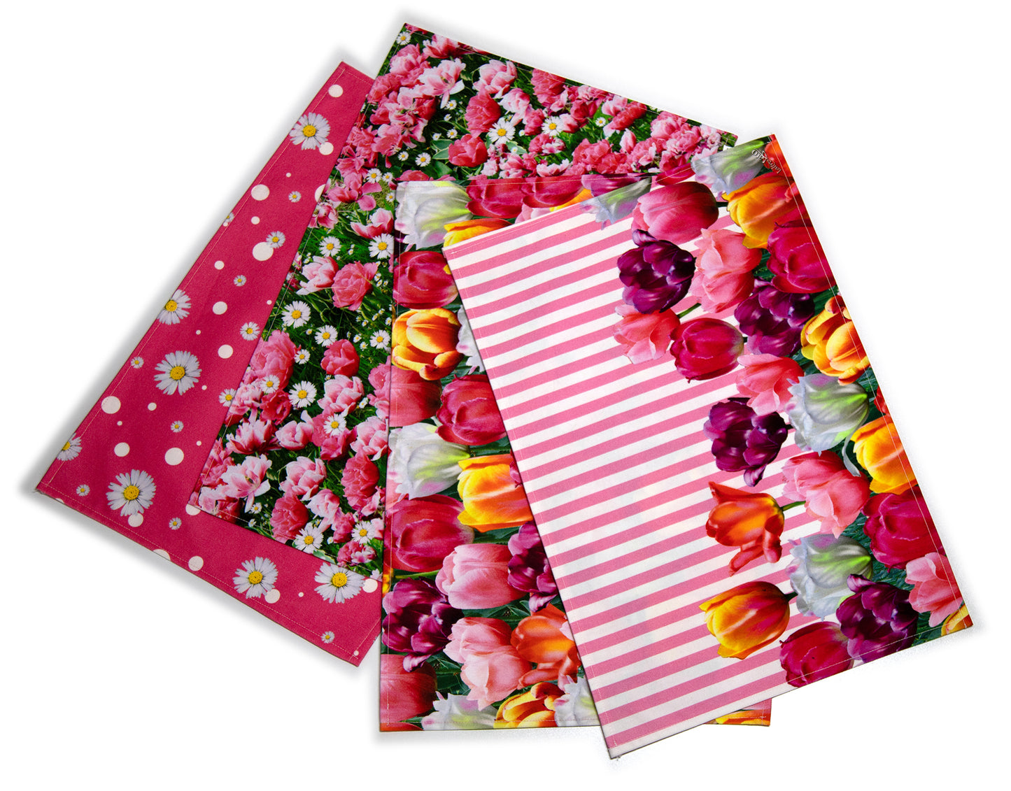 2 TOVAGLIETTE TULIPANI twill puro cotone