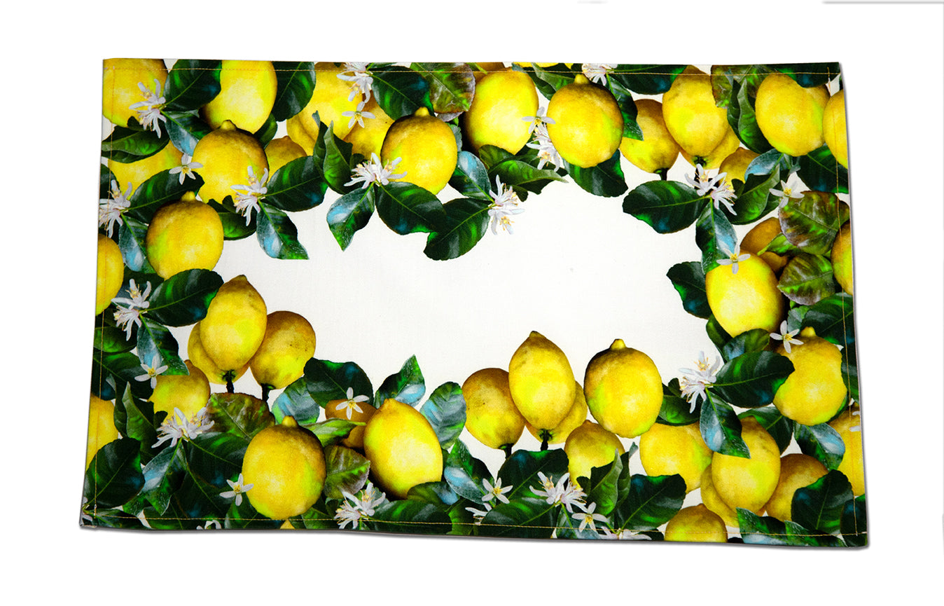 2 TOVAGLIETTE LIMONI twill puro cotone