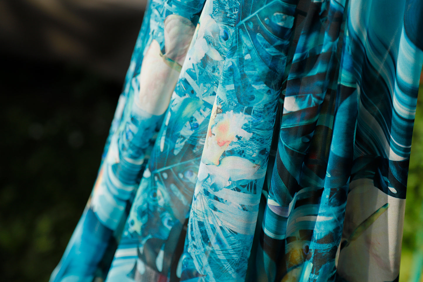 SCIARPE ECO-CHIFFON PATCH PAVONE