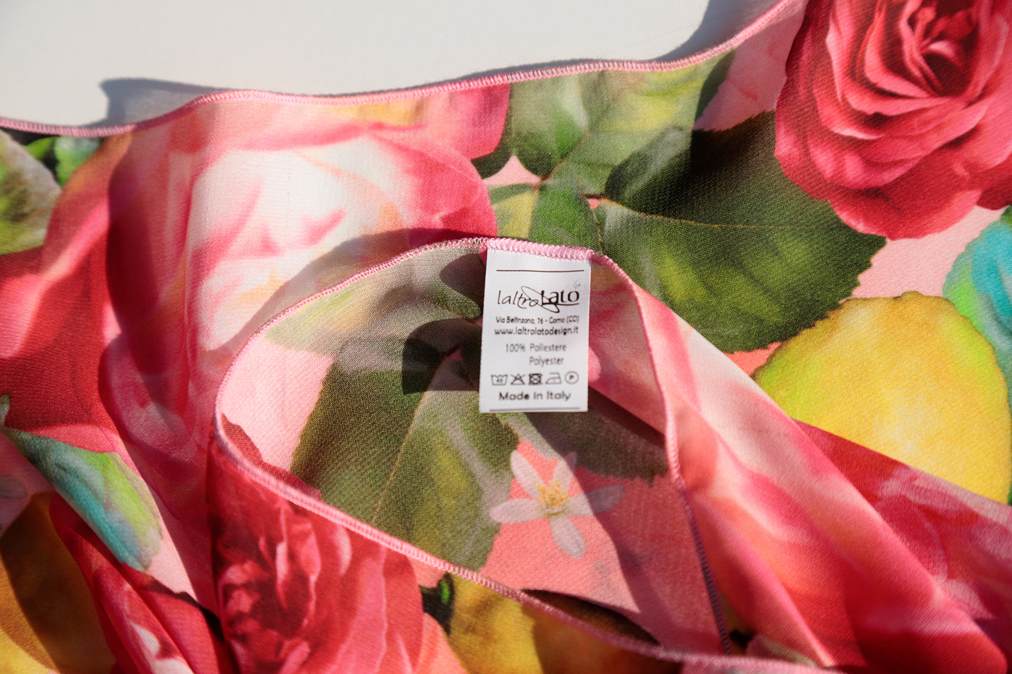 SCIARPA CHIFFON ROSE E LIMONI