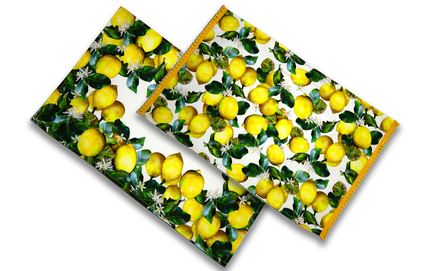 2 TOVAGLIETTE LIMONI twill puro cotone
