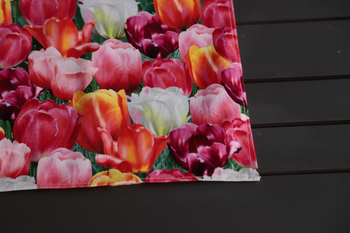 2 TOVAGLIETTE TULIPANI twill puro cotone