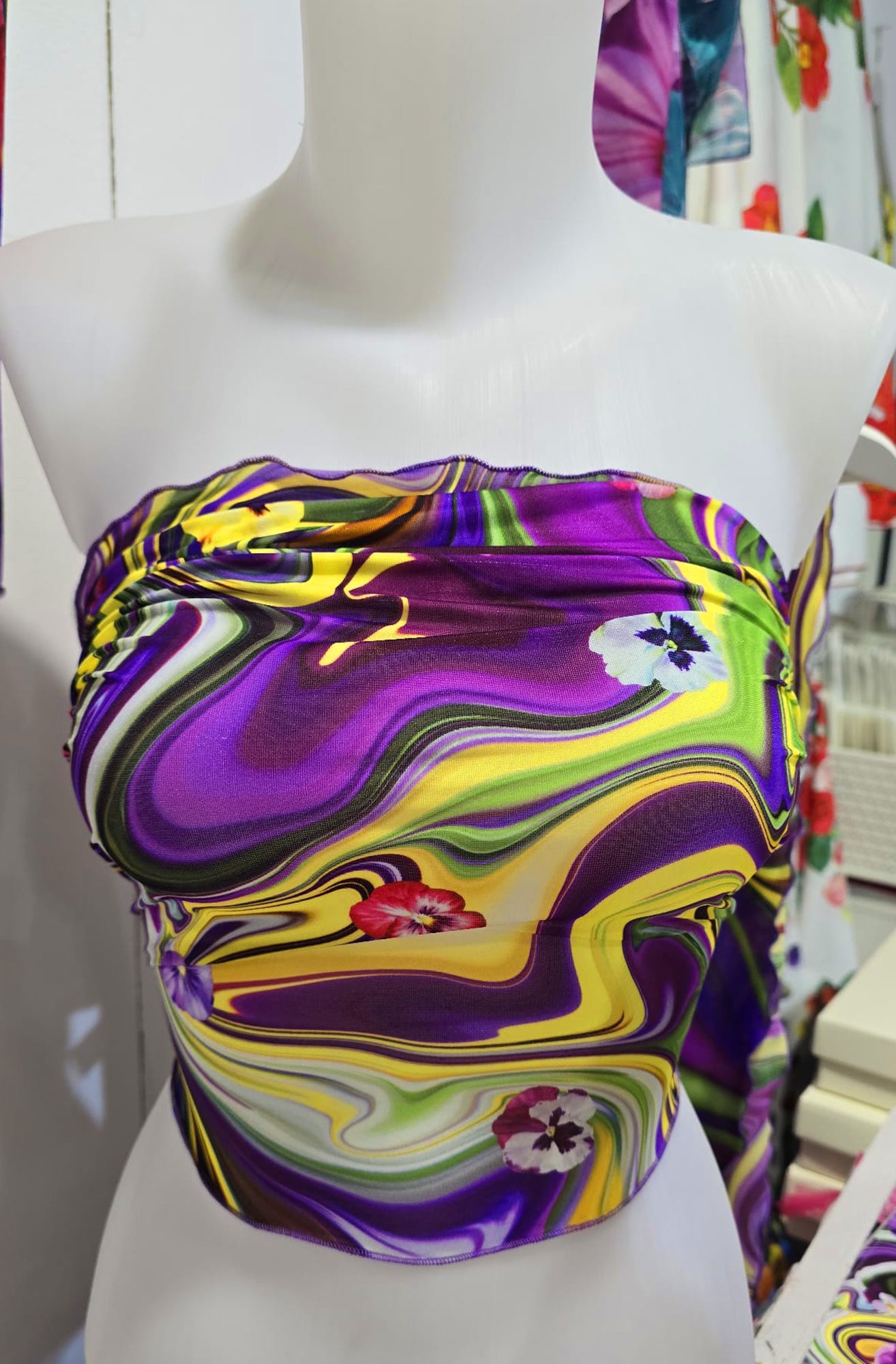 SCIARPA TULLE ELASTICIZZATO FLUIDO e VIOLETTE