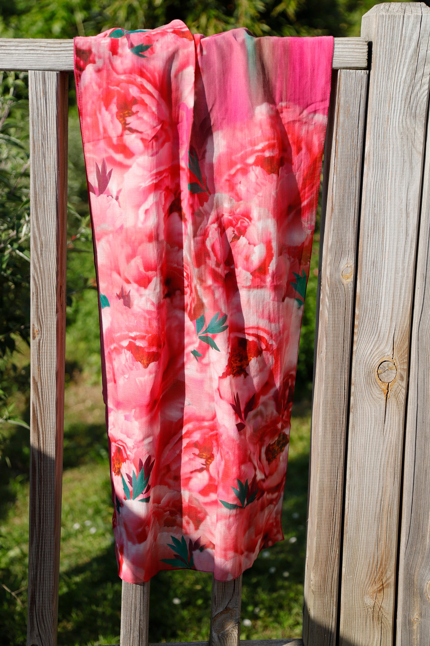SCIARPA COTONE e SETA PEONIE