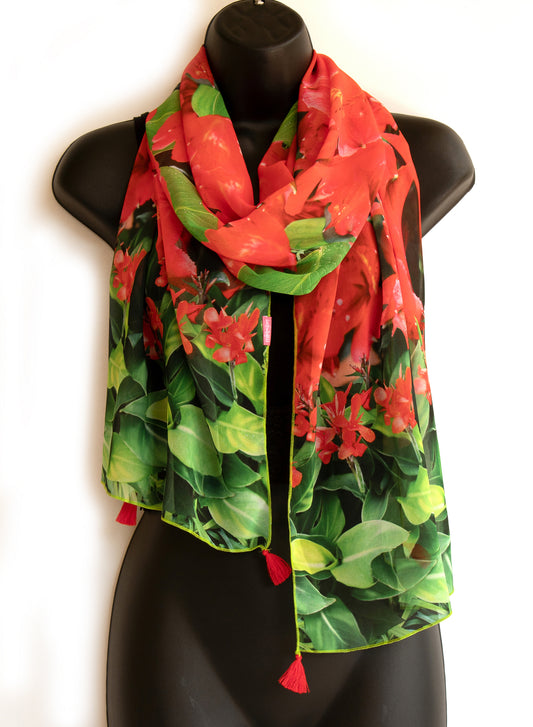 SCIARPA VOILE FIORI TROPICALI