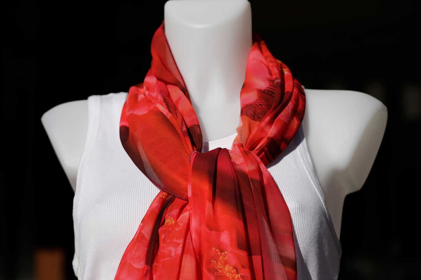 SCIARPA ECO-CHIFFON PATCH ROSSO