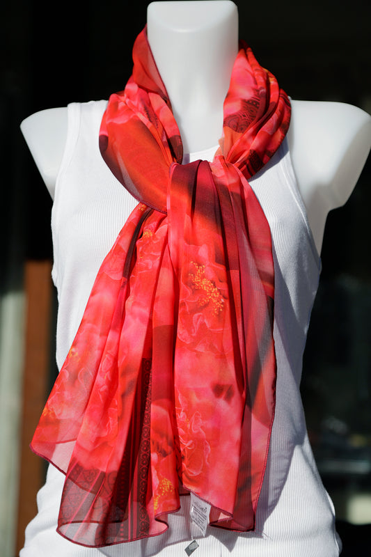 SCIARPA ECO-CHIFFON PATCH ROSSO