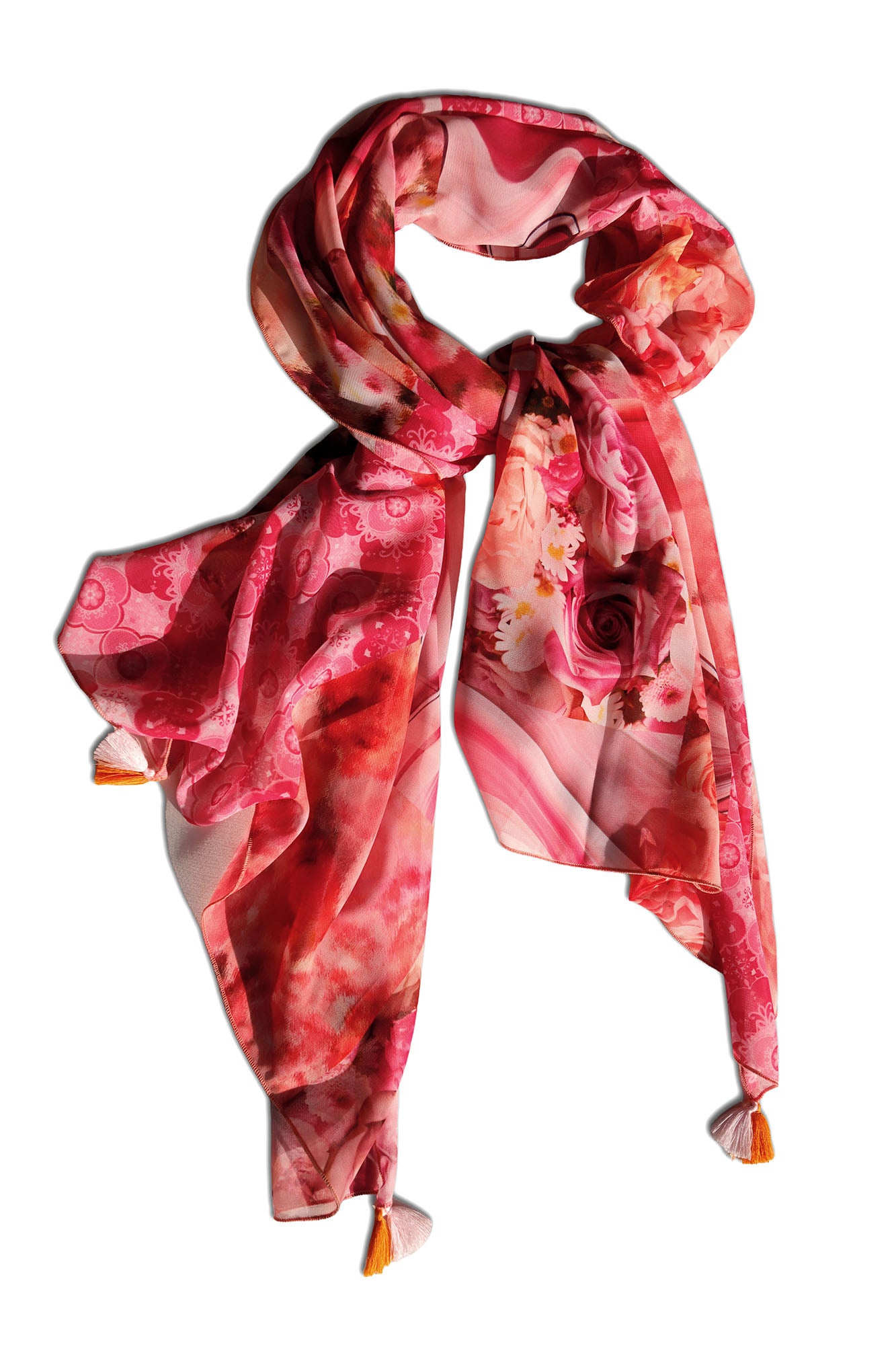 SCIARPA ECO-CHIFFON PATCH ARANCIONE