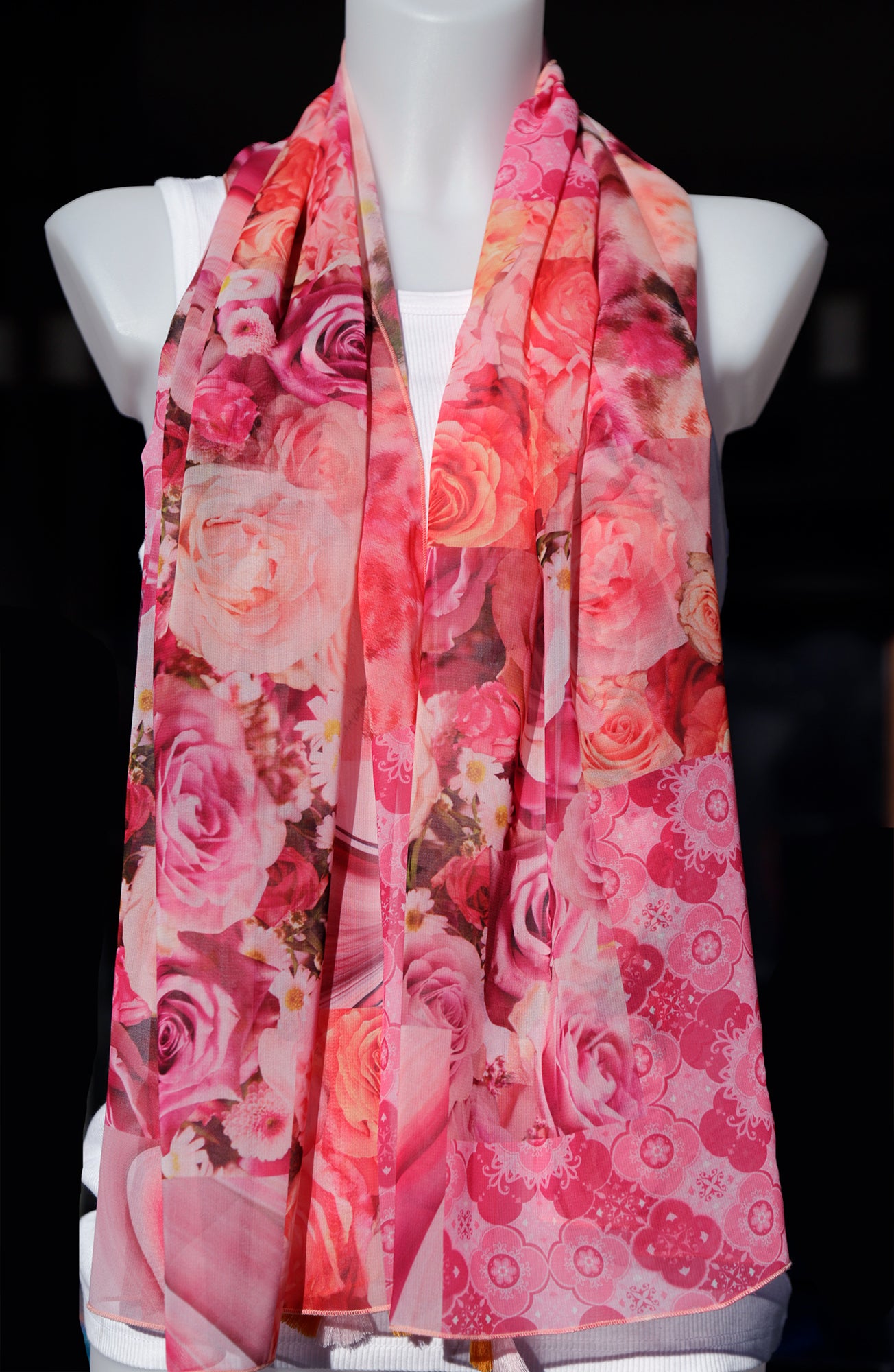 SCIARPA ECO-CHIFFON PATCH ARANCIONE