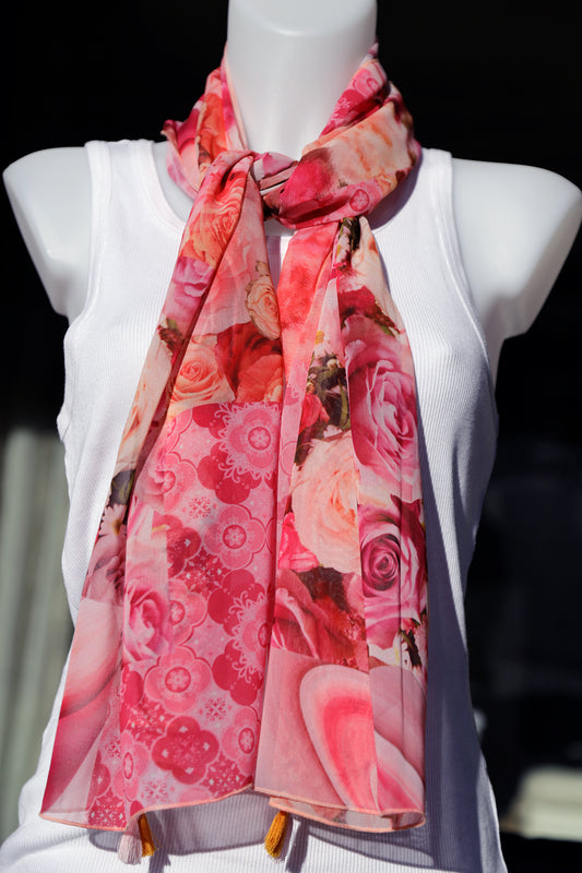 SCIARPA ECO-CHIFFON PATCH ARANCIONE