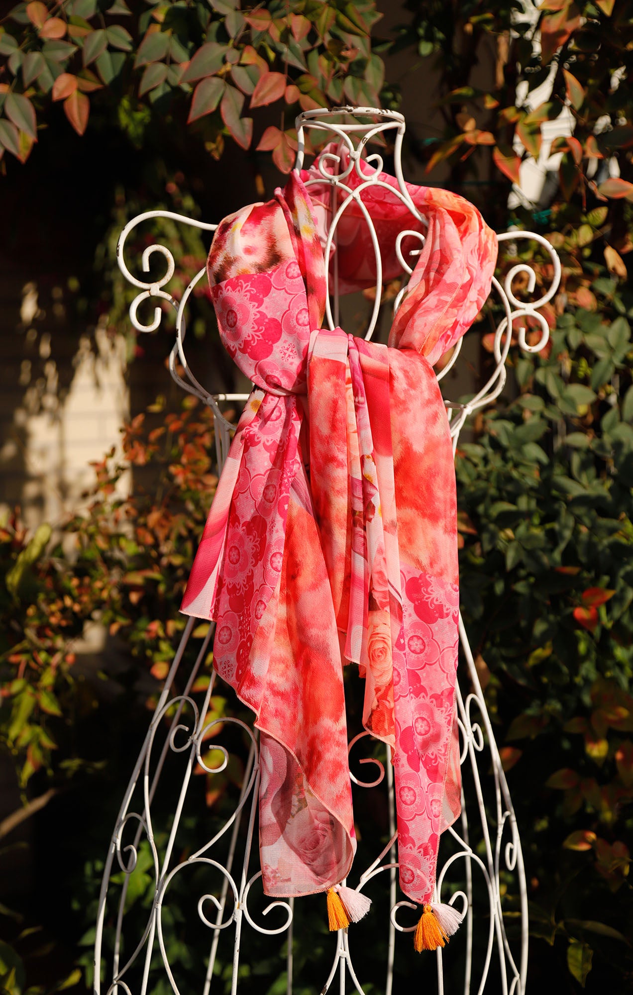 SCIARPA ECO-CHIFFON PATCH ARANCIONE