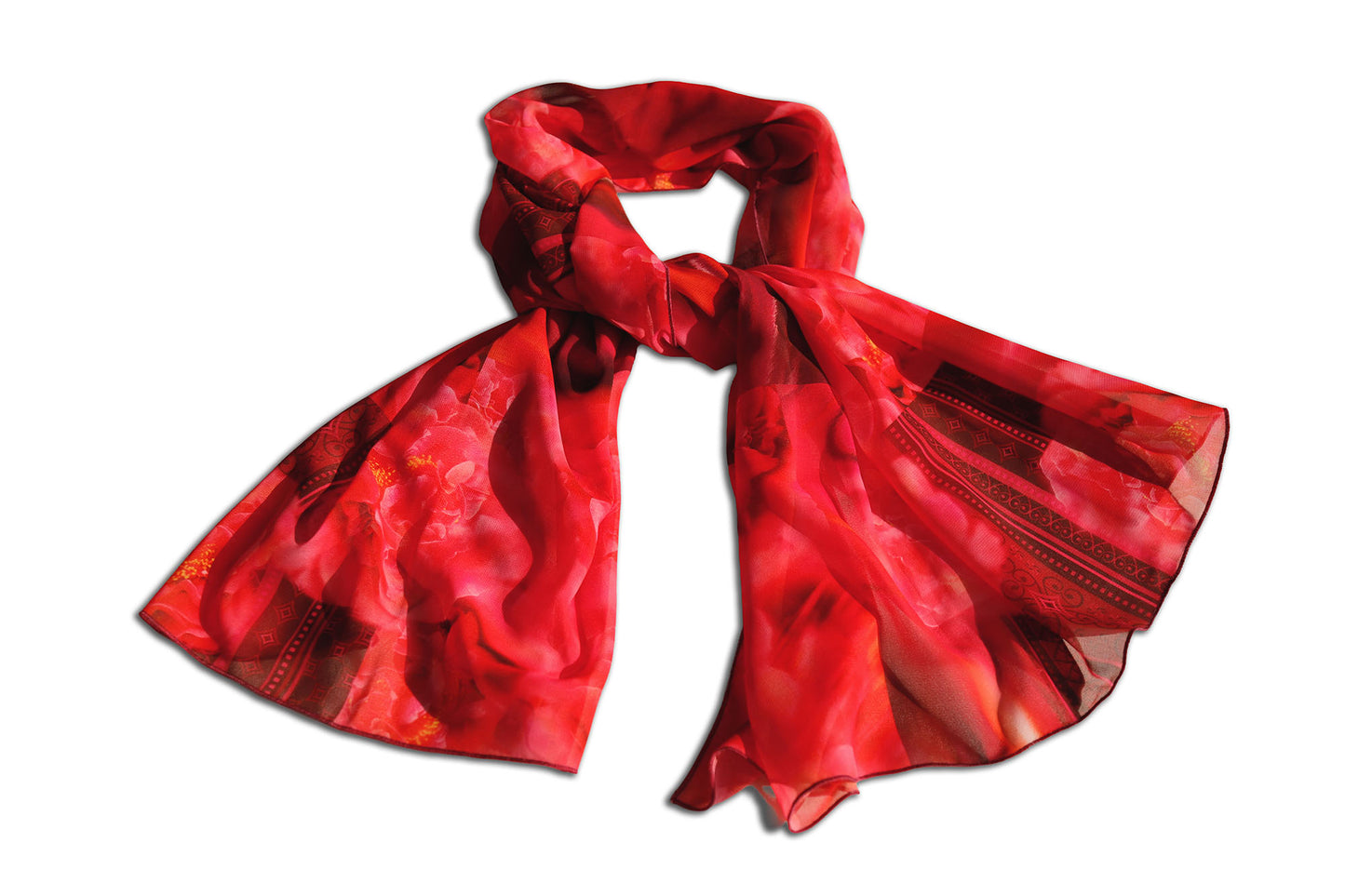 SCIARPA ECO-CHIFFON PATCH ROSSO