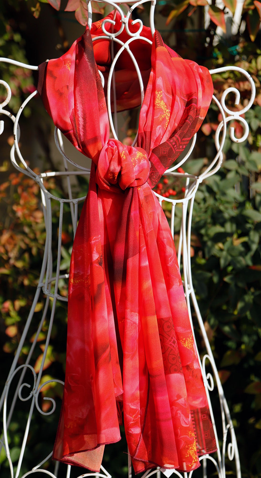 SCIARPA ECO-CHIFFON PATCH ROSSO