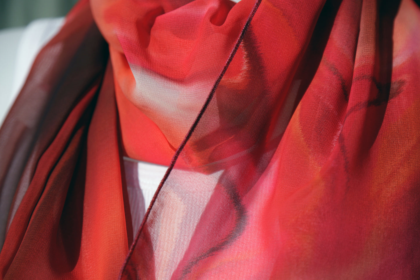 SCIARPE FLUIDO ROSSO ECO-CHIFFON