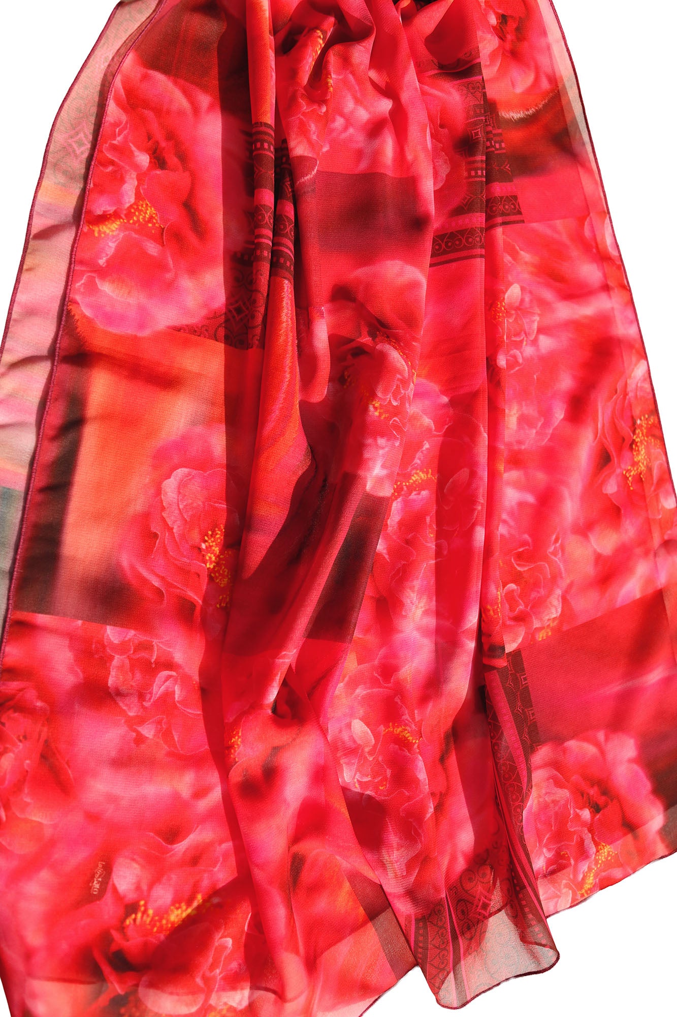 SCIARPA ECO-CHIFFON PATCH ROSSO