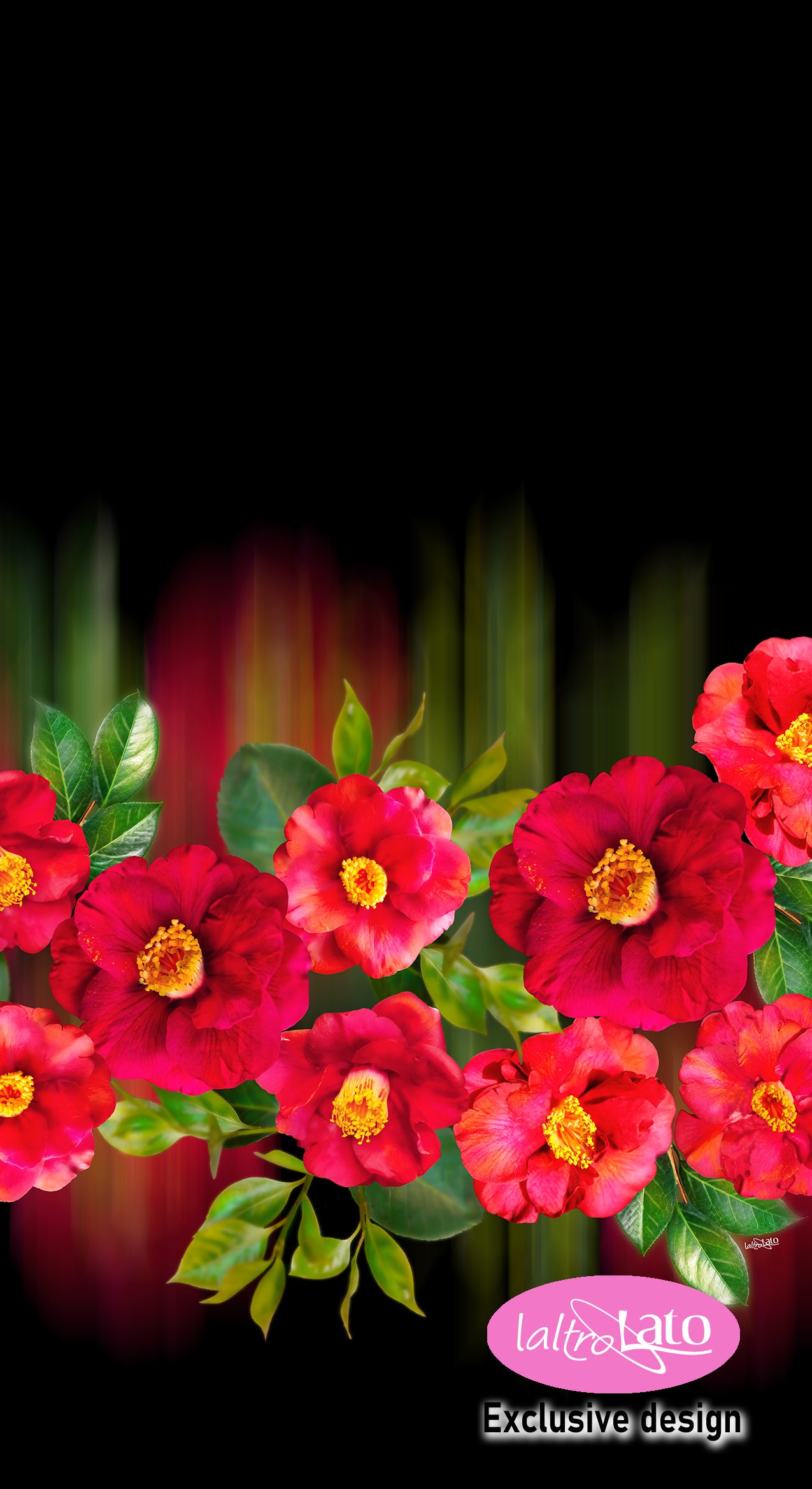 STOLA/PAREO GEORGETTE CAMELIE fondo nero