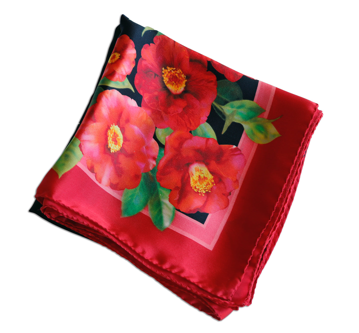 FOULARD PURA SETA CAMELIE fondo nero