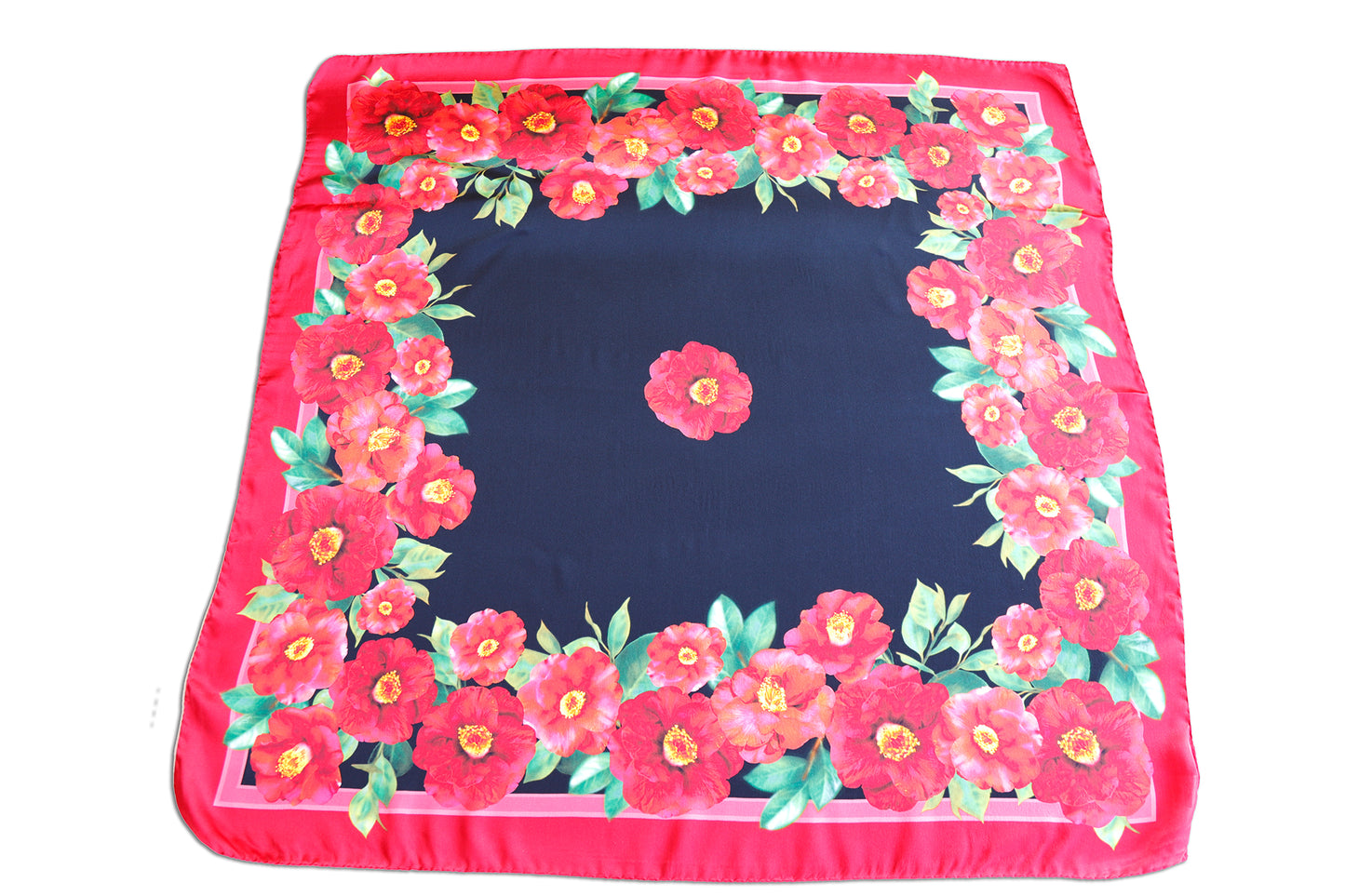 FOULARD PURA SETA CAMELIE fondo nero