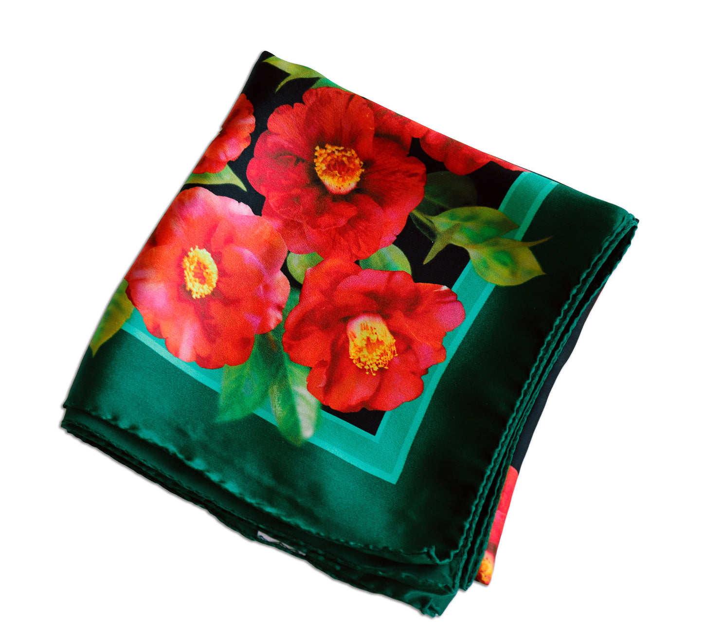 FOULARD PURA SETA CAMELIE fondo nero