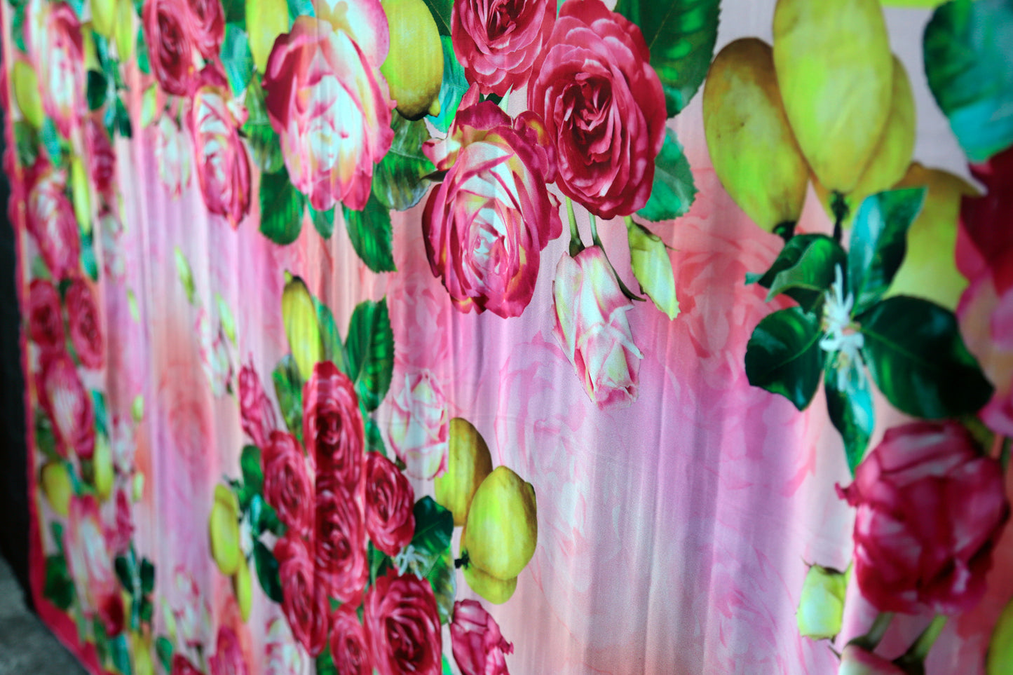 STOLA/PAREO CHIFFON ROSE E LIMONI