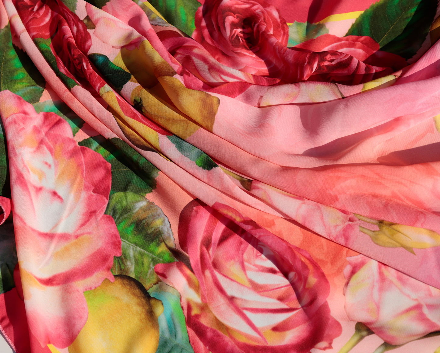 STOLA/PAREO CHIFFON ROSE E LIMONI