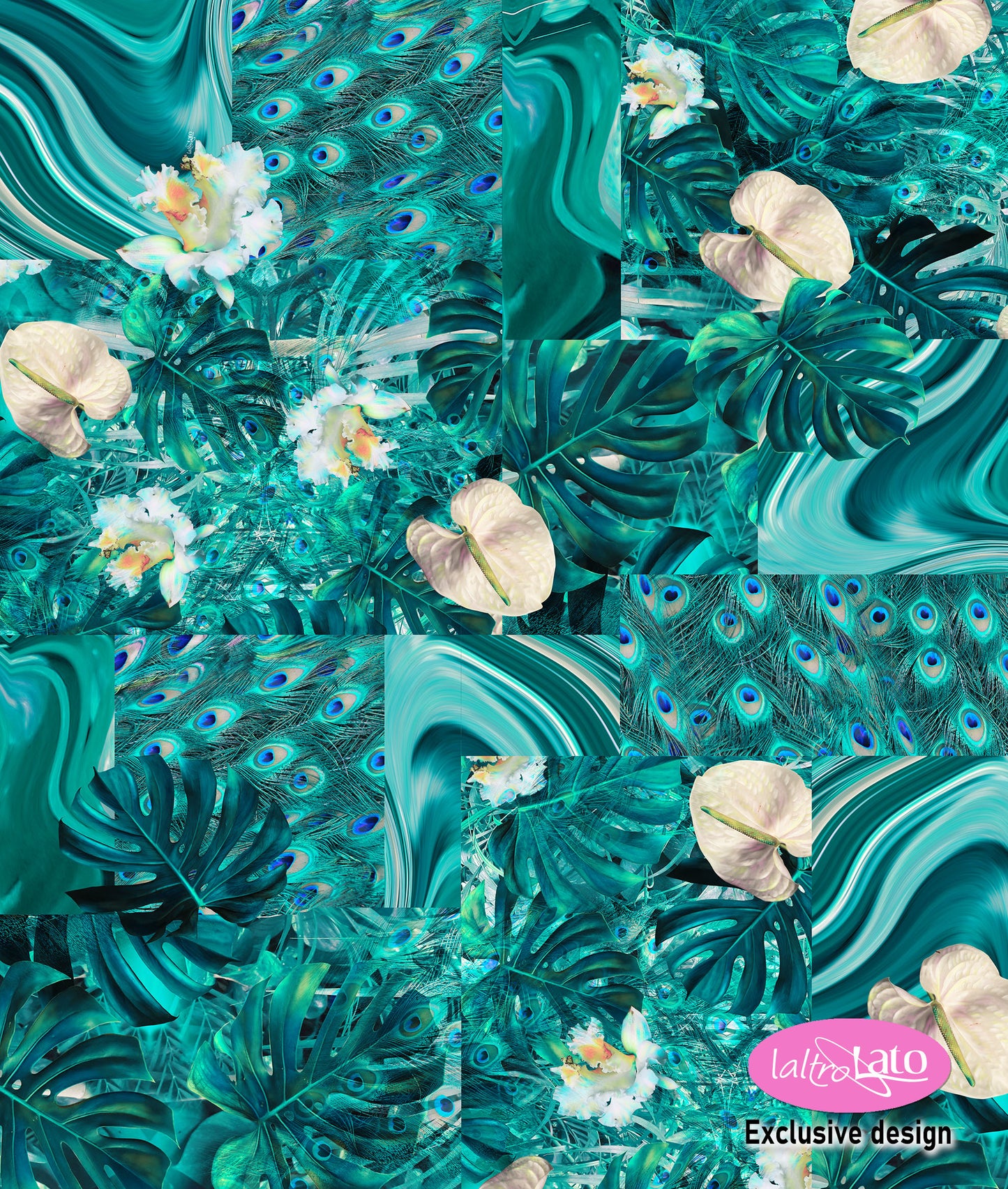 SCIARPE ECO-CHIFFON PATCH PAVONE