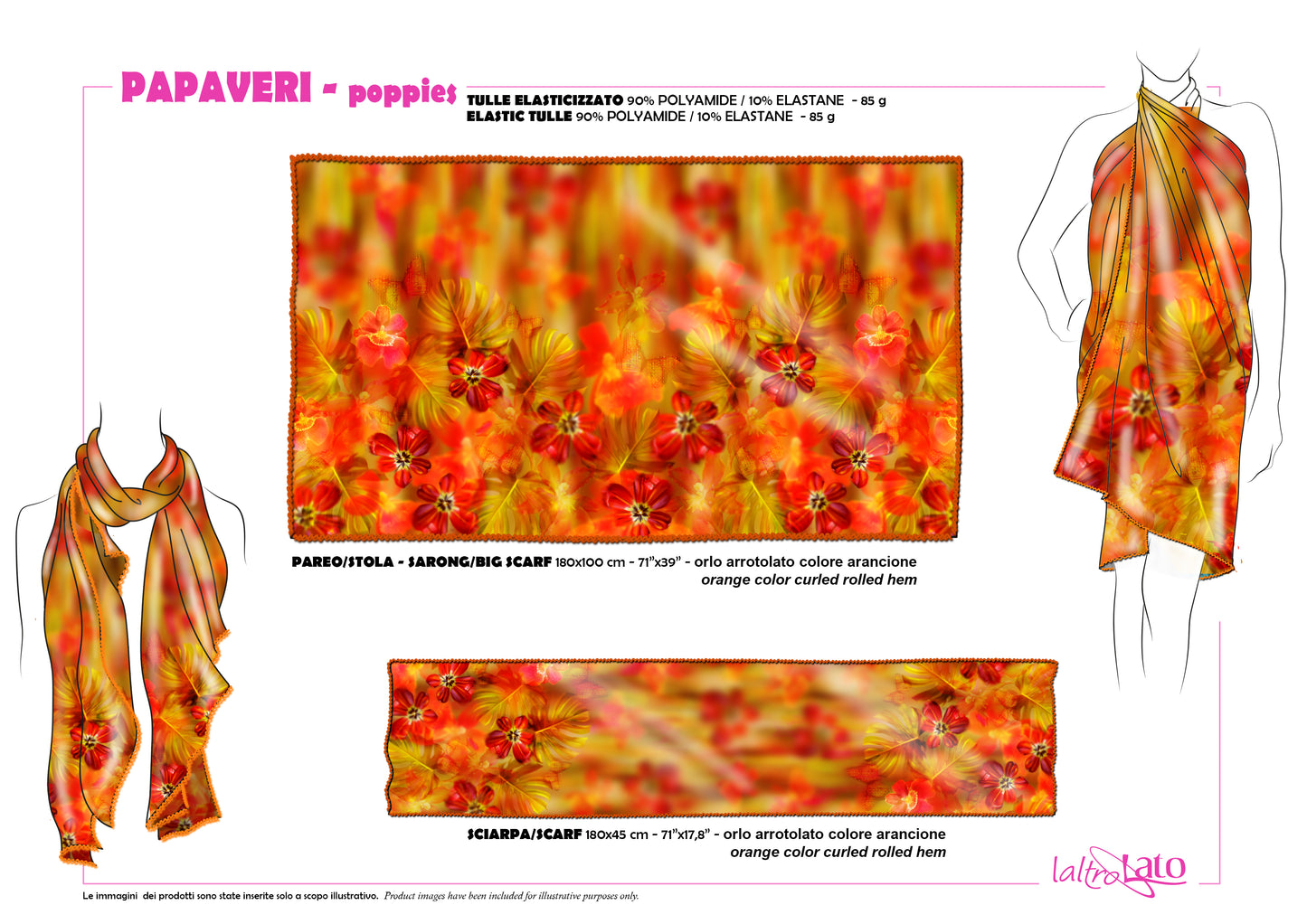 PAREO TULLE ELASTICIZZATO ARANCIONE