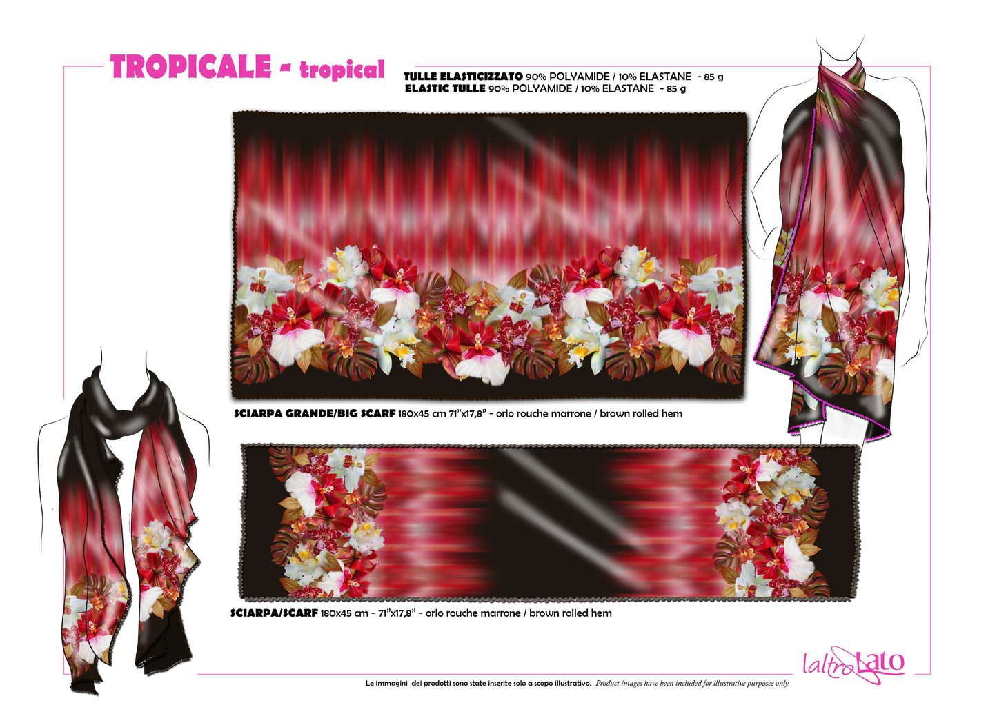 PAREO TULLE ELASTICIZZATO TROPICALE