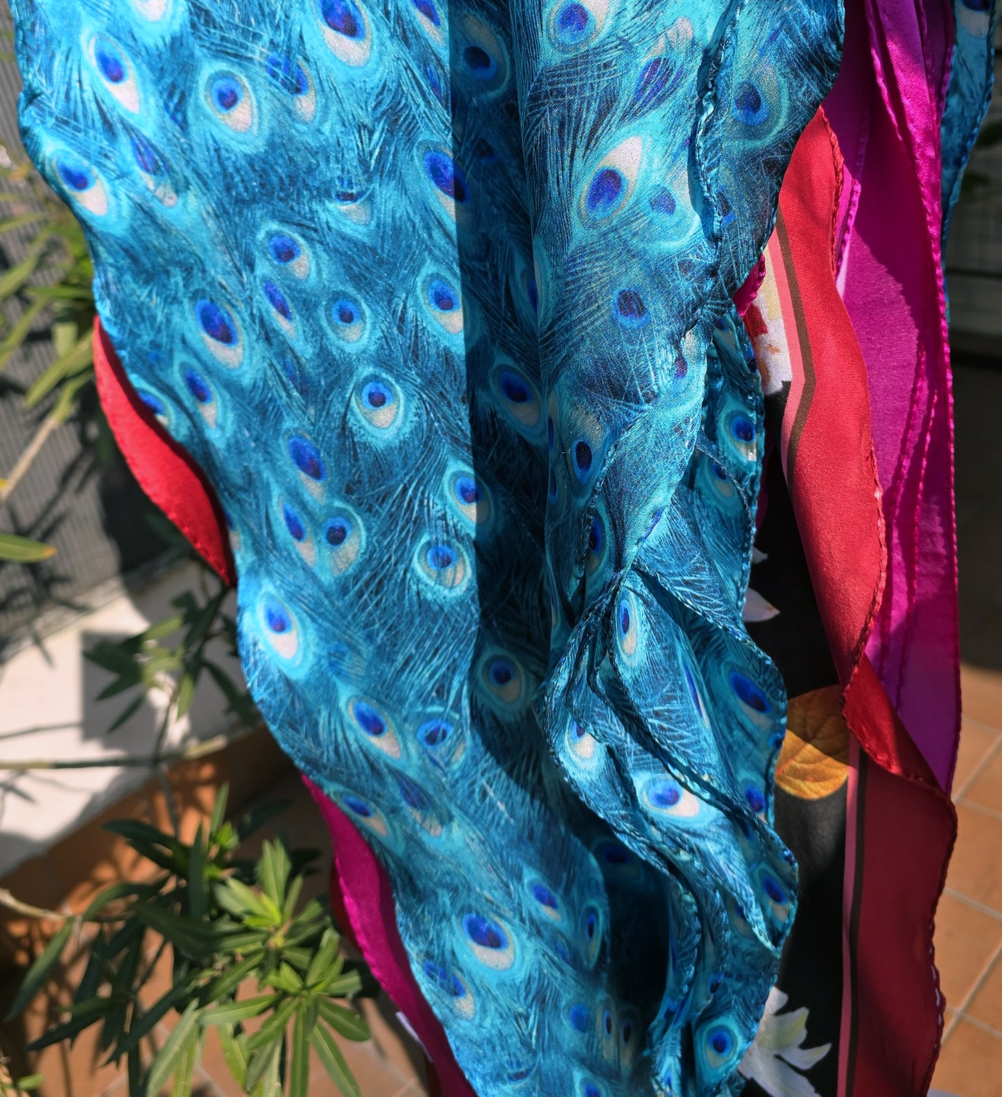 FOULARD ROMBO PURA SETA PAVONE