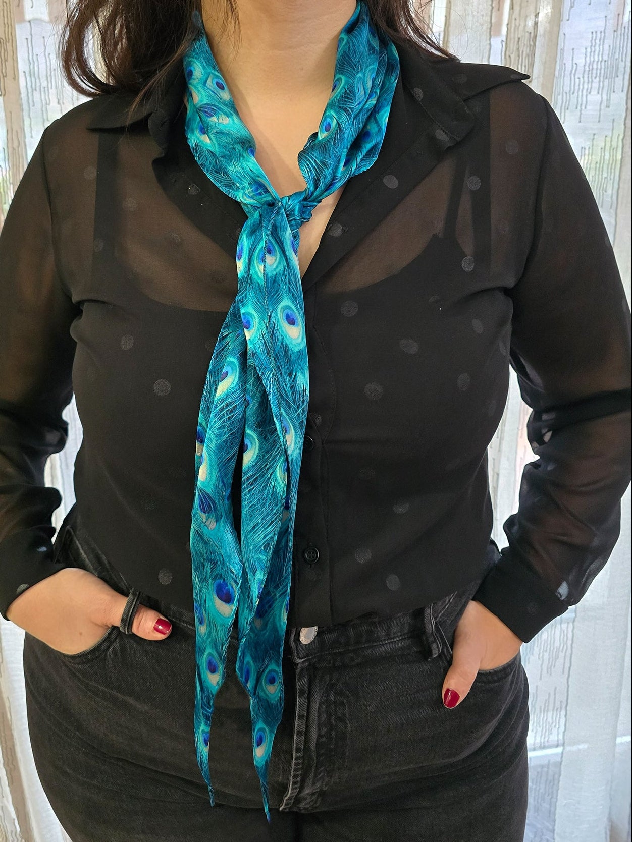 FOULARD ROMBO PURA SETA PAVONE