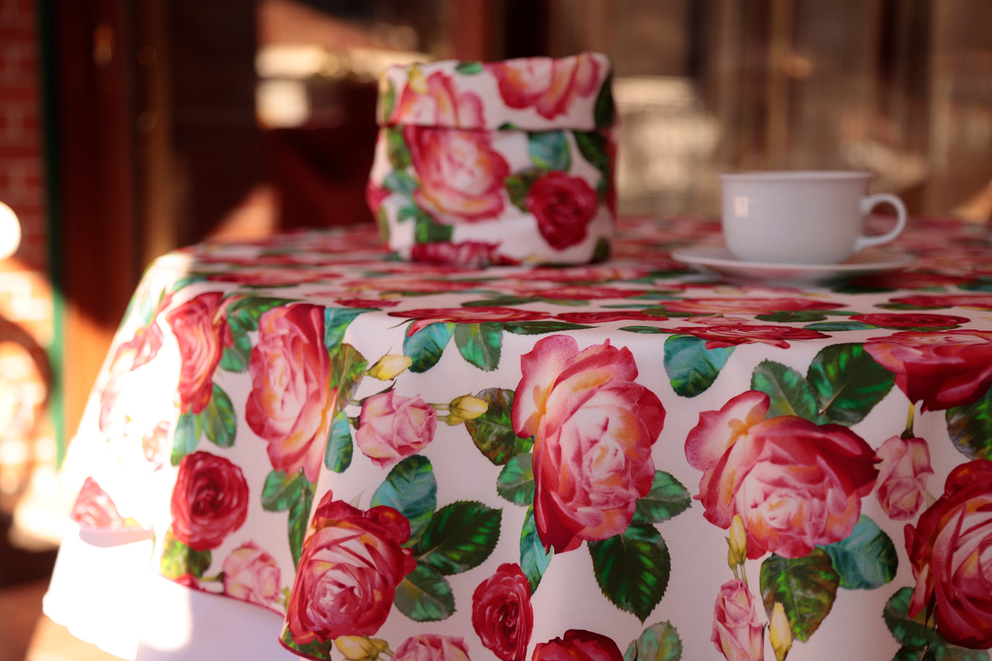 TOVAGLIA ROSE ROSSE tela puro cotone