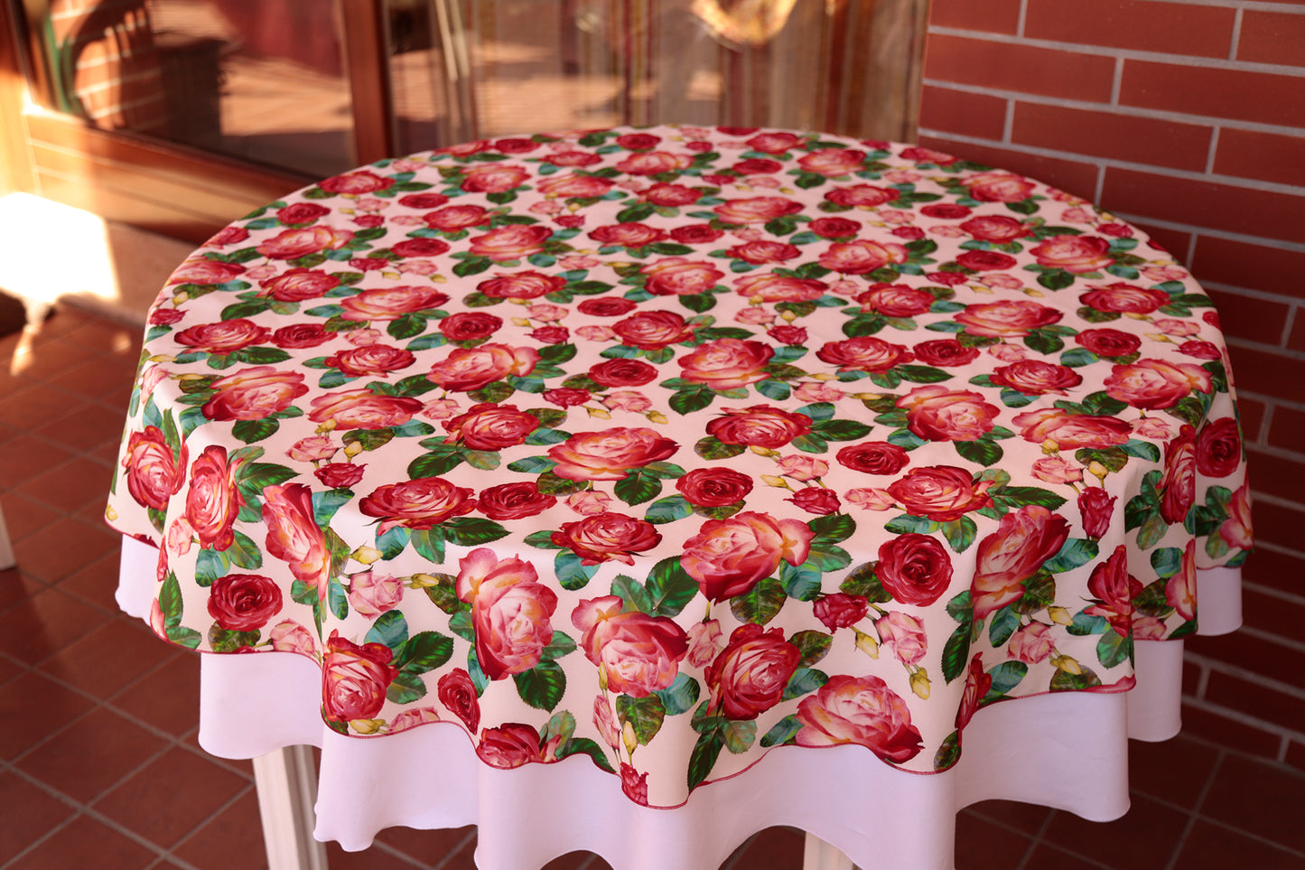 TOVAGLIA ROSE ROSSE tela puro cotone