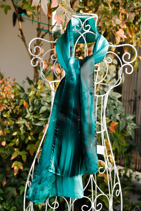 SCIARPA PURA SETA SFUMATA PAVONE