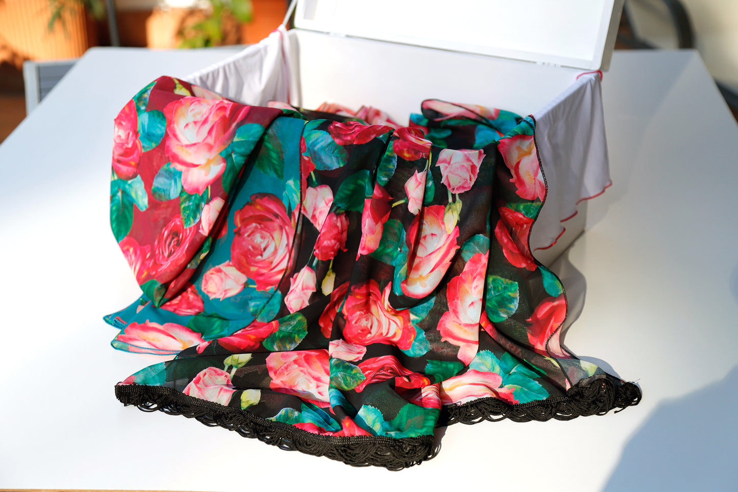 SCIARPA GRANDE ROSE ECO-CHIFFON