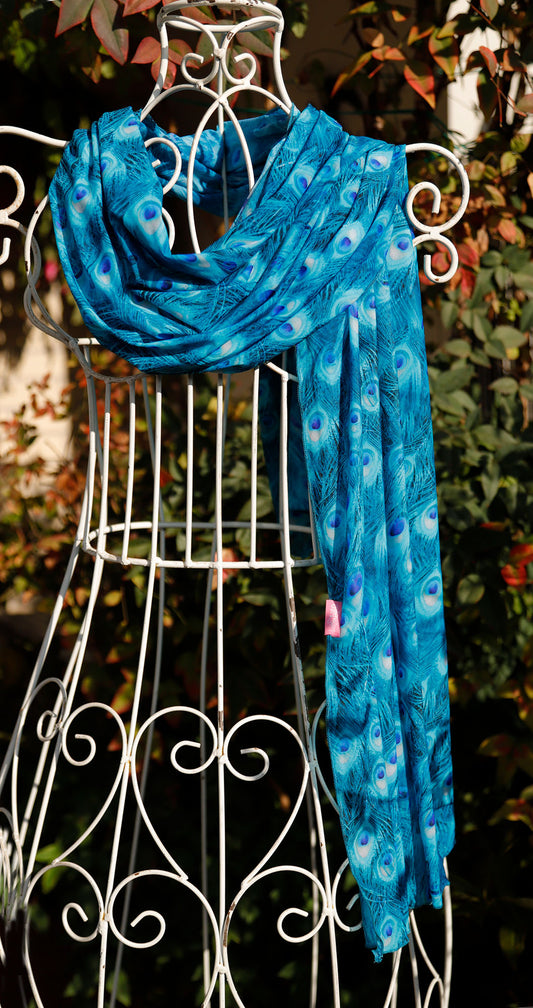 SCIARPA TULLE ELASTICIZZATO PAVONE