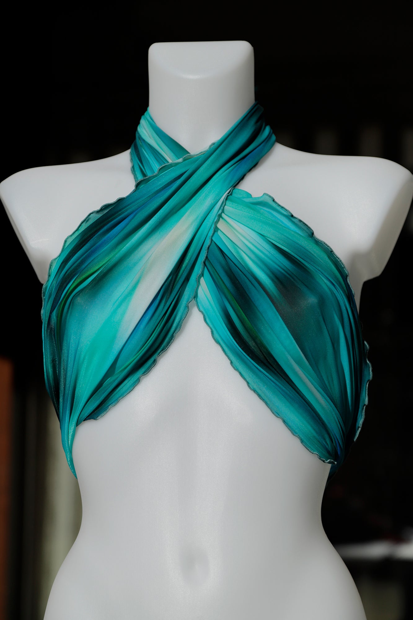 SCIARPA TULLE ELASTICIZZATO EFFETTO CHINEE