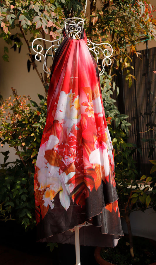 PAREO TULLE ELASTICIZZATO TROPICALE