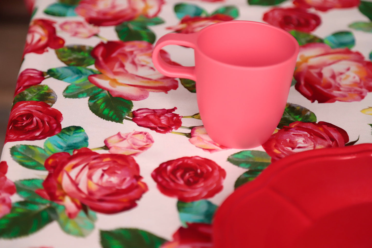 TOVAGLIA ROSE ROSSE tela puro cotone